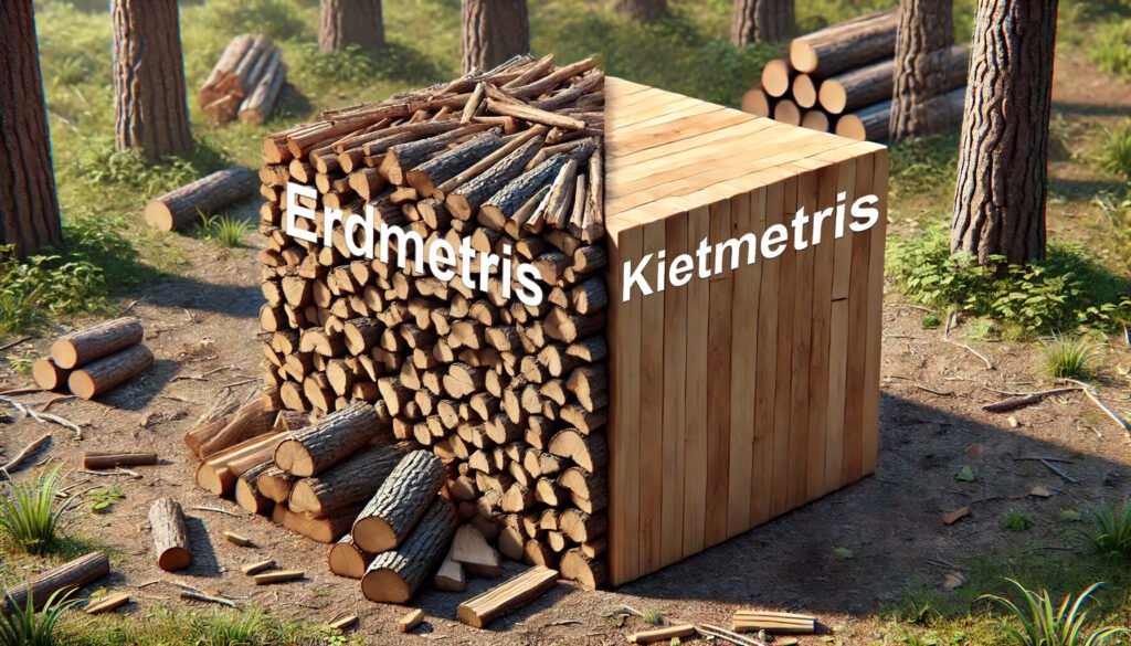 Erdmetrio ir kietmetrio vizualus skirtumas